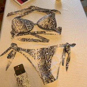 Refuge Snake Print Bikini - Black and White